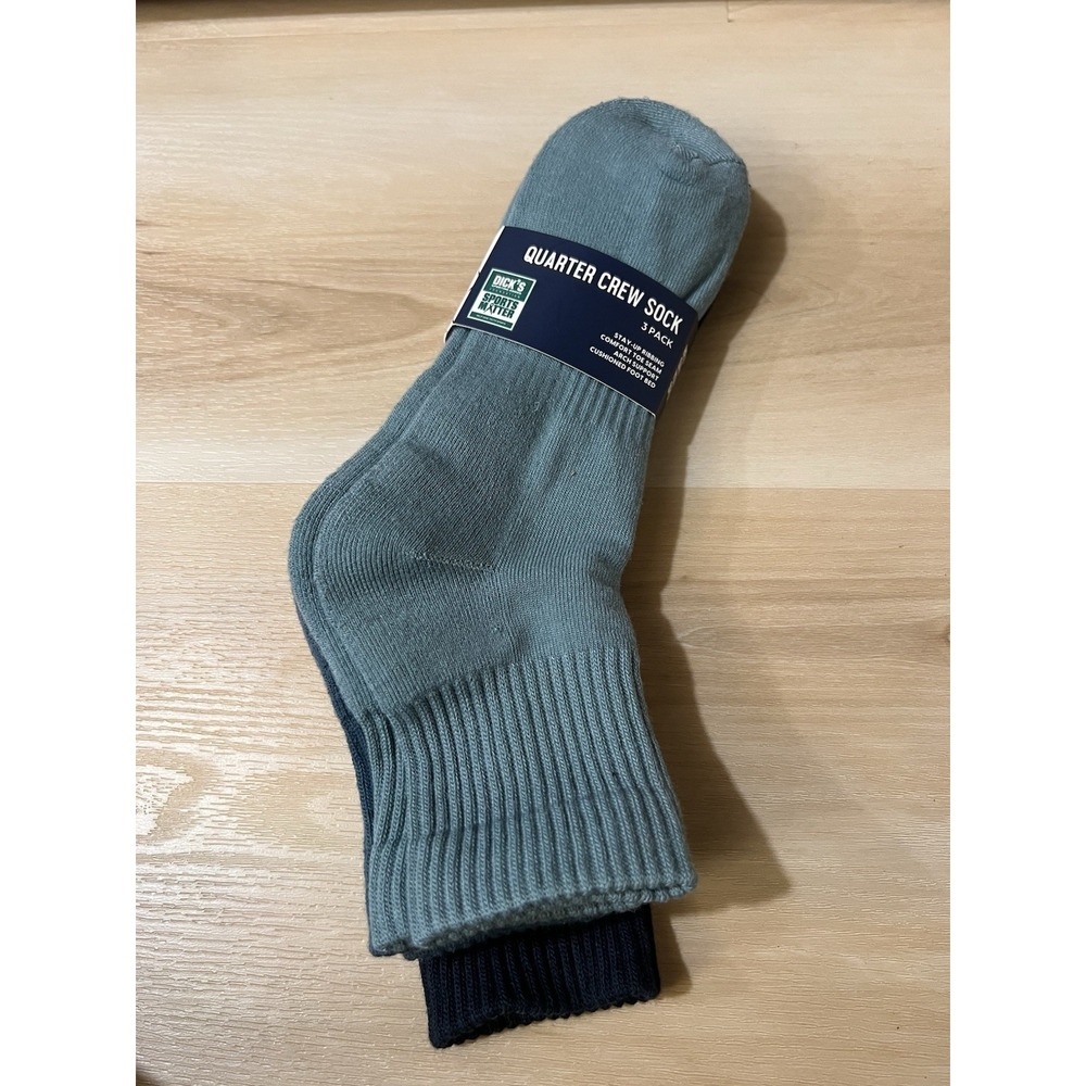 DSG Men's Quarter Crew Socks Regular Size L Green Blue Quarter Crew Style